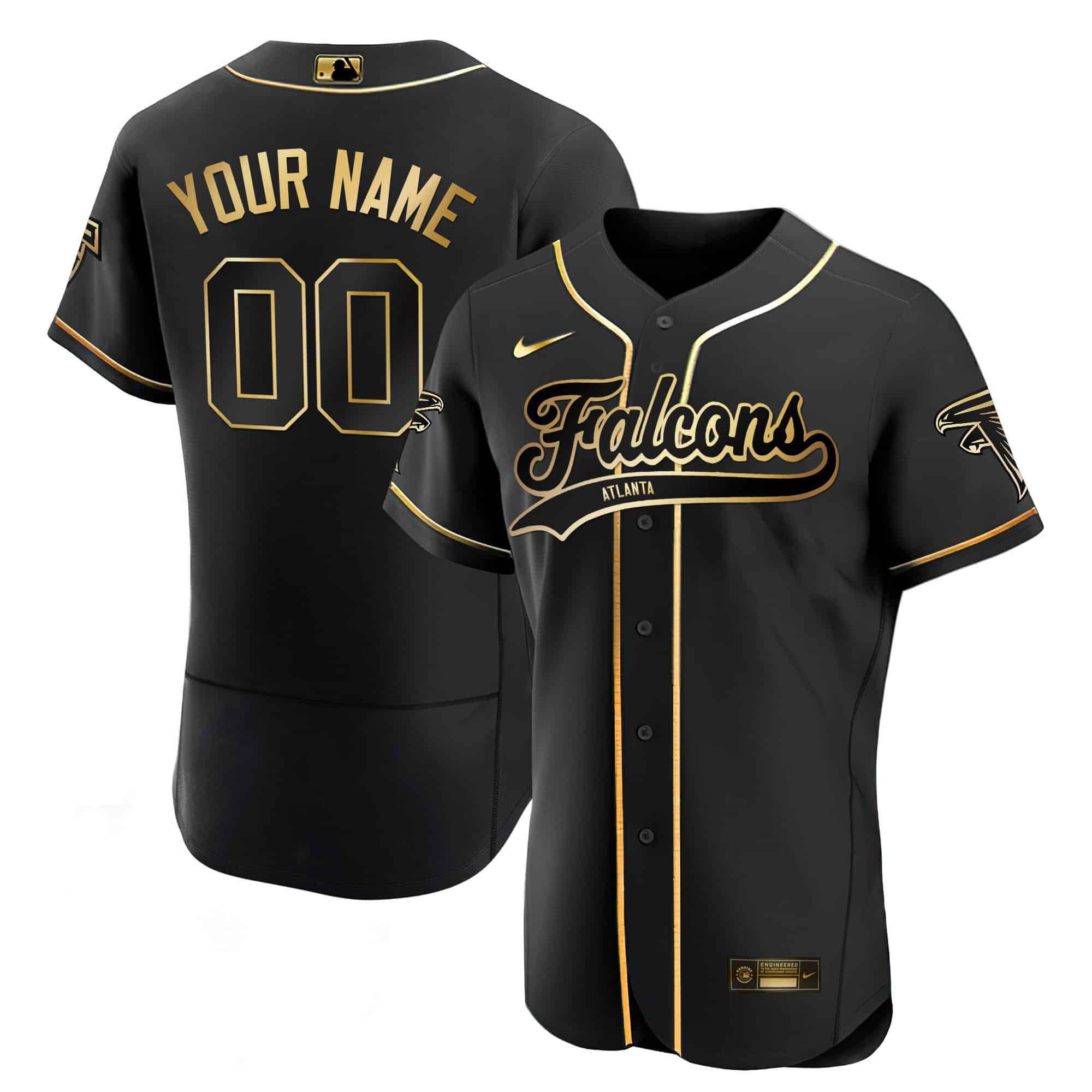Men Atlanta Falcons Black Gold 2024 Nike Baseball Elite Custom NFL Jersey